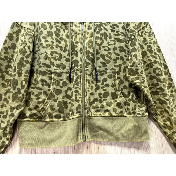 JoyLab - Women's Full Zip Leopard Print Hoodie Sweatshirt - Olive Green - XS - Picture 15 of 16